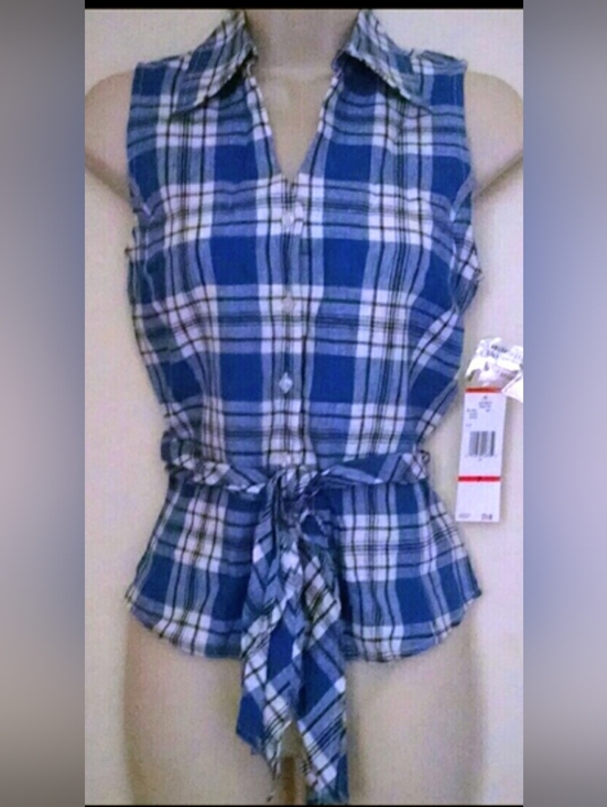 Jones New York signature petite Tops - Vintage cute tie-front fun fashion plaid sexy top petite